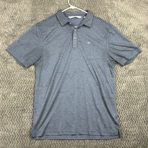 Travis Mathews‎ Polo Shirt Men's Size Large Blue Golf Fish Whales All Over Print